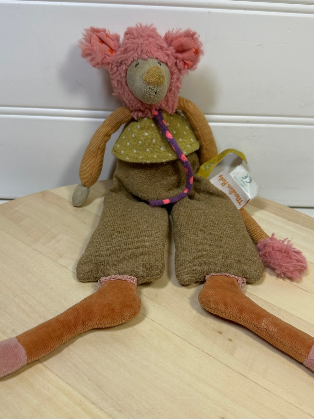 Moulin Roty Les Jolis Pas Beaux Patchwork Mouse Plush Stuffed Doll France 8"